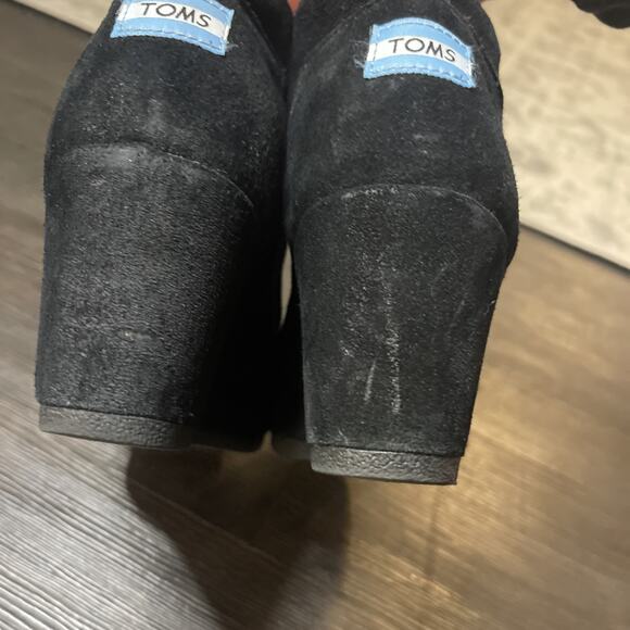 TOMS Suede Wedge Ankle Boots Grunge Black Capsule Size 8.5 Women's - Picture 5 of 5